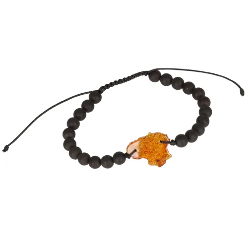 Natural Baltic amber bracelet "Accent of darkness and fire"