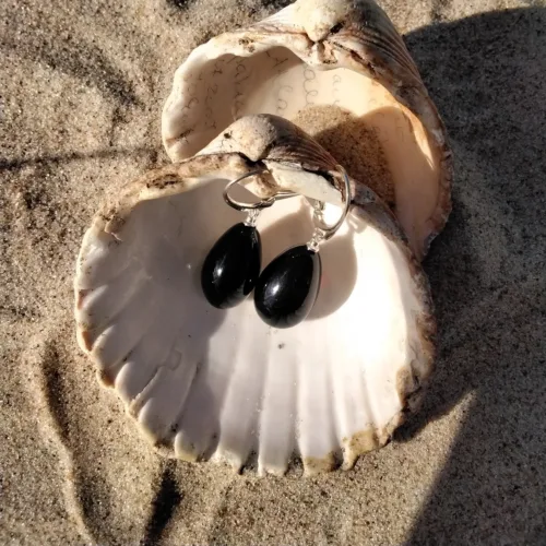 Natural Baltic amber earrings "Black Amber Mystery"