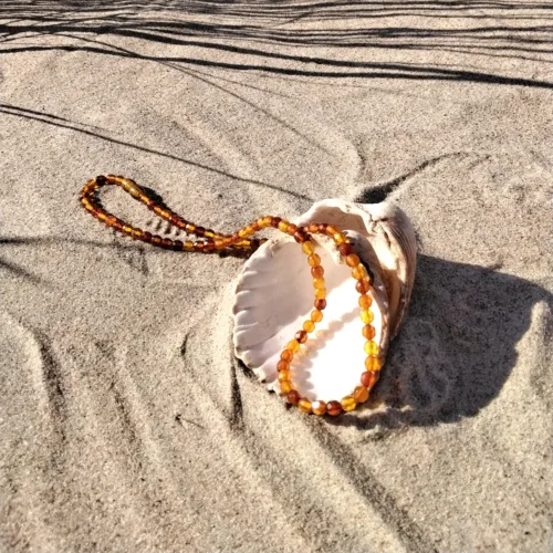 Natural Baltic amber necklace "Sandy warmth"