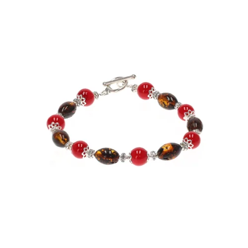 Natural Baltic amber bracelet "Red amber glow"