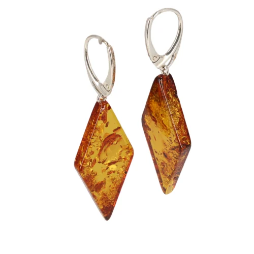 Natural Baltic amber earrings "Autumn flame"