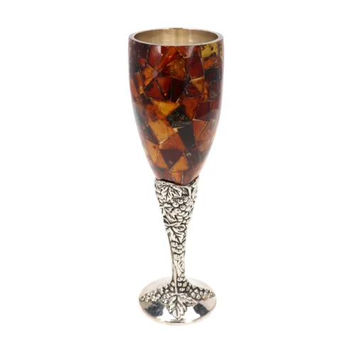 Natural Baltic amber cup "Autumn mystery"
